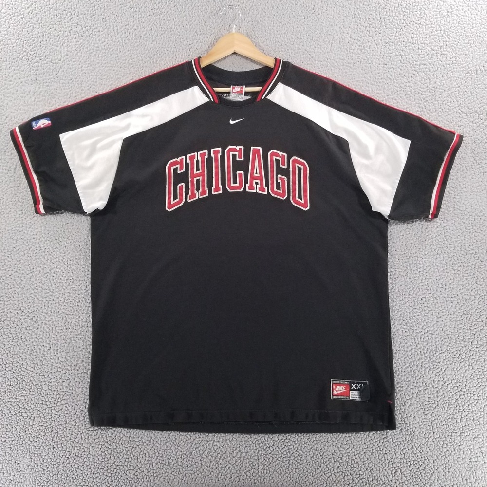 Vintage 90s Chicago Bulls Nike Warmup *FLAWS 2XL Shooting Shirt Center Swoosh
